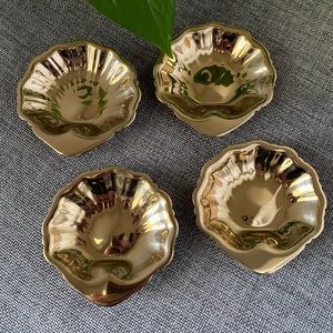 MCM ~ Dirilyte Gold Ashtrays~ Set of 4 ~ Original Box